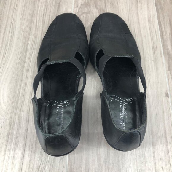 Aerosoles Sandals Womens 10 Black Leather Slip On Close Toe Shoes - Picture 10 of 11